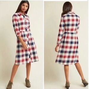ModCloth Jam Girl Cotton Plaid Button Down Dress in Mixed Berry - Size XL